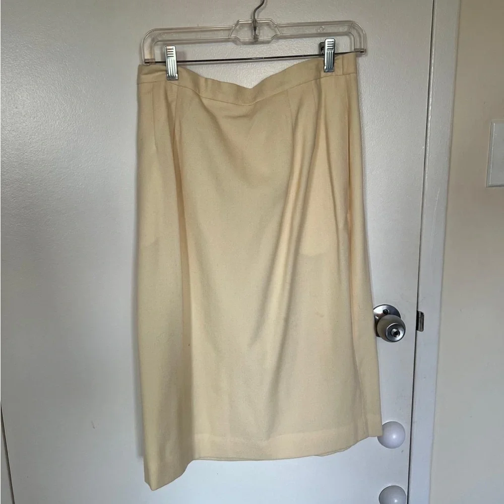 Dior Women's Cream Blazer with Skirt Gold Accents
